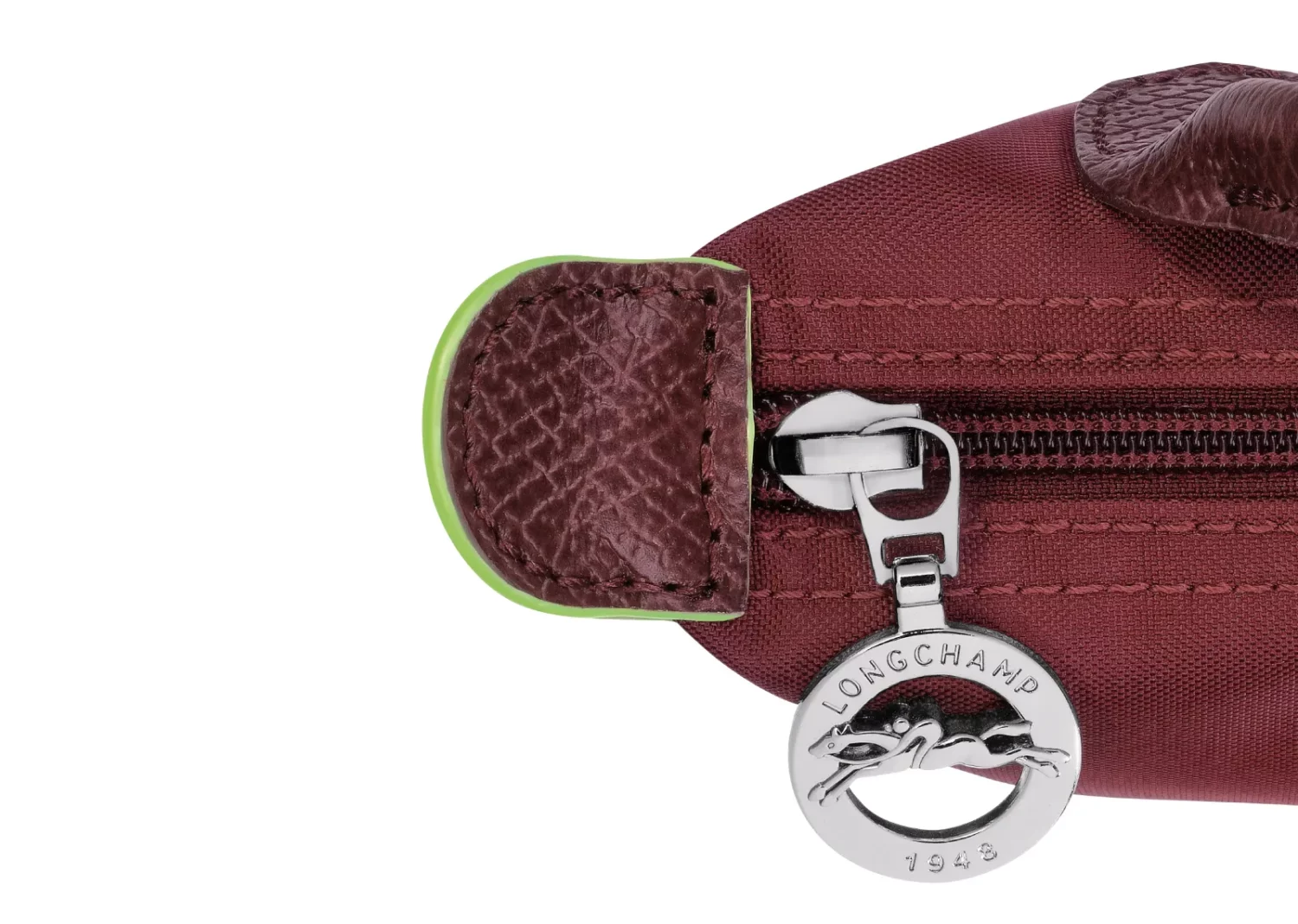 longchamp le pliage green pouch with handle pomegranate