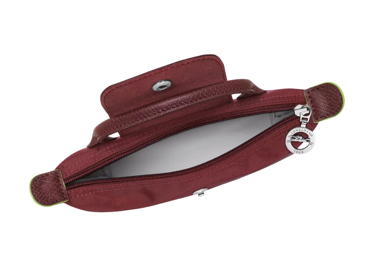 longchamp le pliage green pouch with handle pomegranate