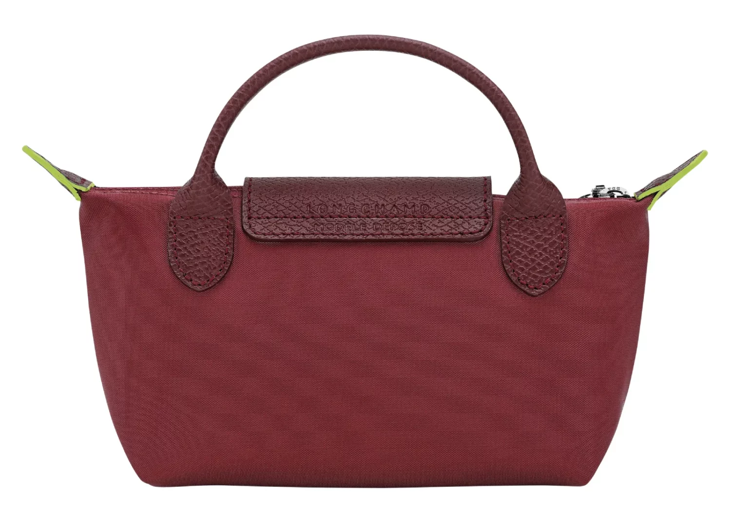 longchamp le pliage green pouch with handle pomegranate