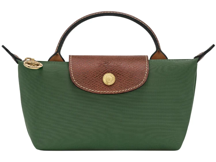 longchamp le pliage original pouch with handle british green