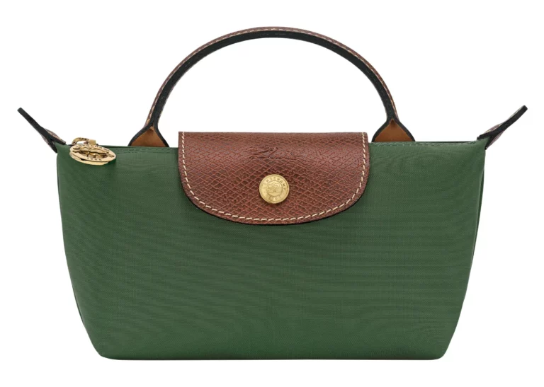 longchamp le pliage original pouch with handle british green
