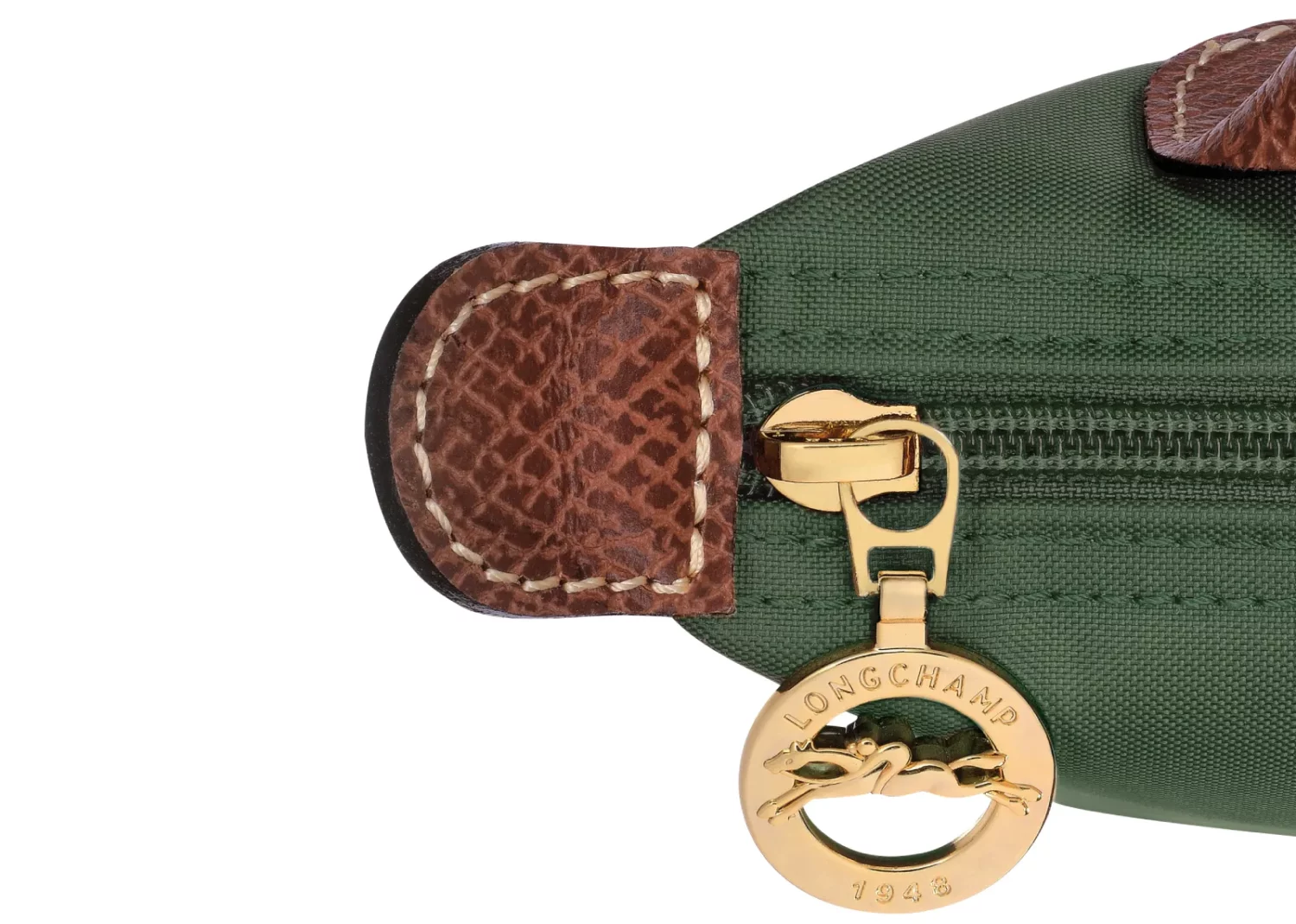 longchamp le pliage original pouch with handle british green