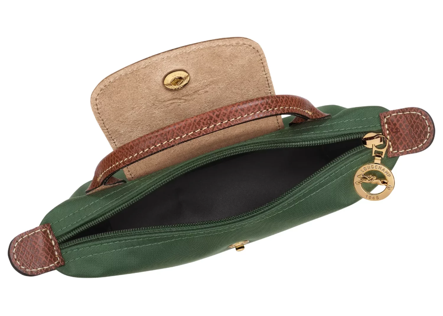 longchamp le pliage original pouch with handle british green
