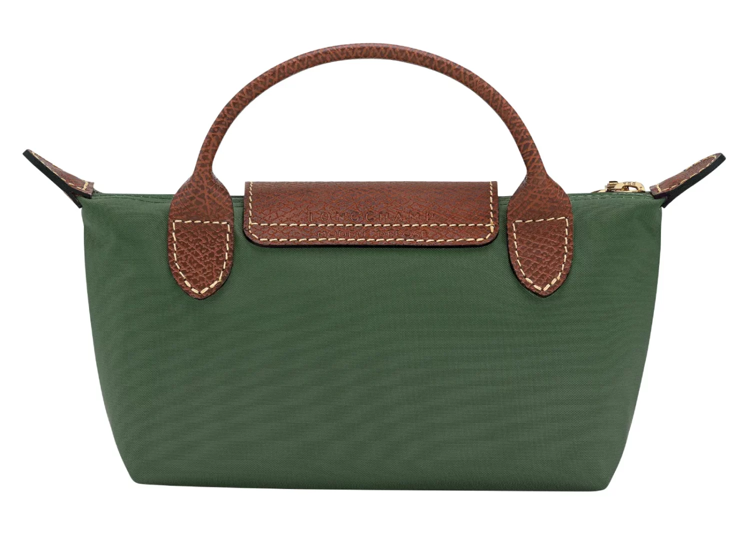 longchamp le pliage original pouch with handle british green