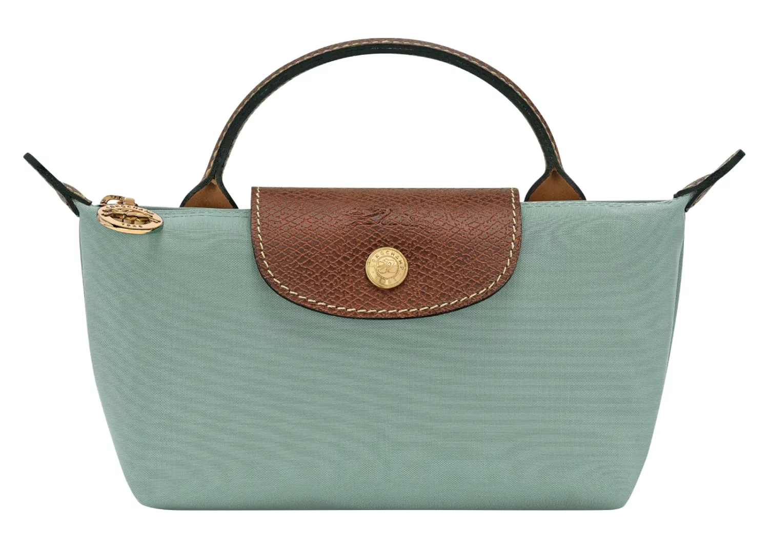 longchamp le pliage original pouch with handle celadon