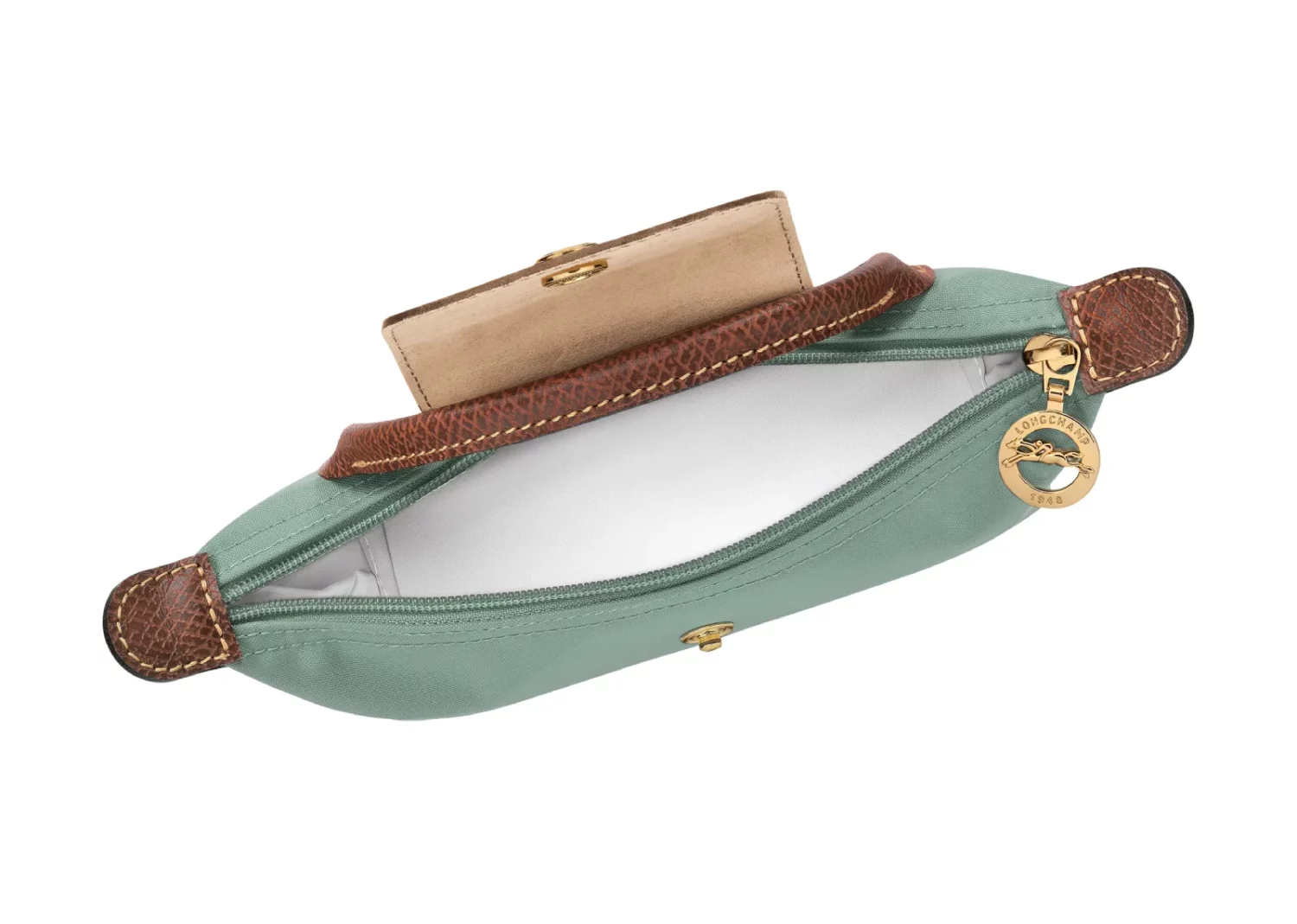 longchamp le pliage original pouch with handle celadon