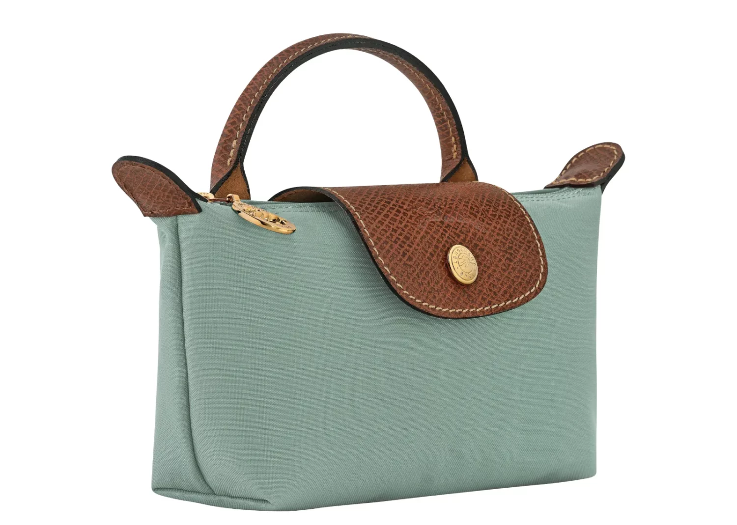longchamp le pliage original pouch with handle celadon