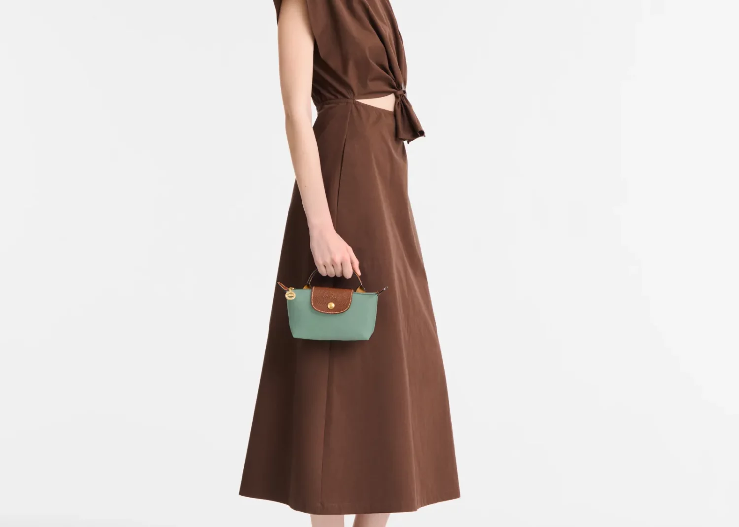 longchamp le pliage original pouch with handle celadon