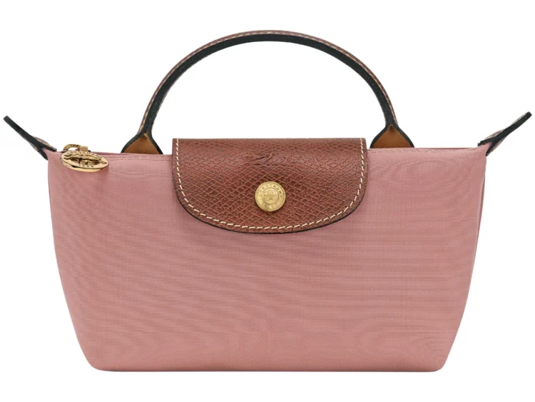 longchamp le pliage original pouch with handle pink tea