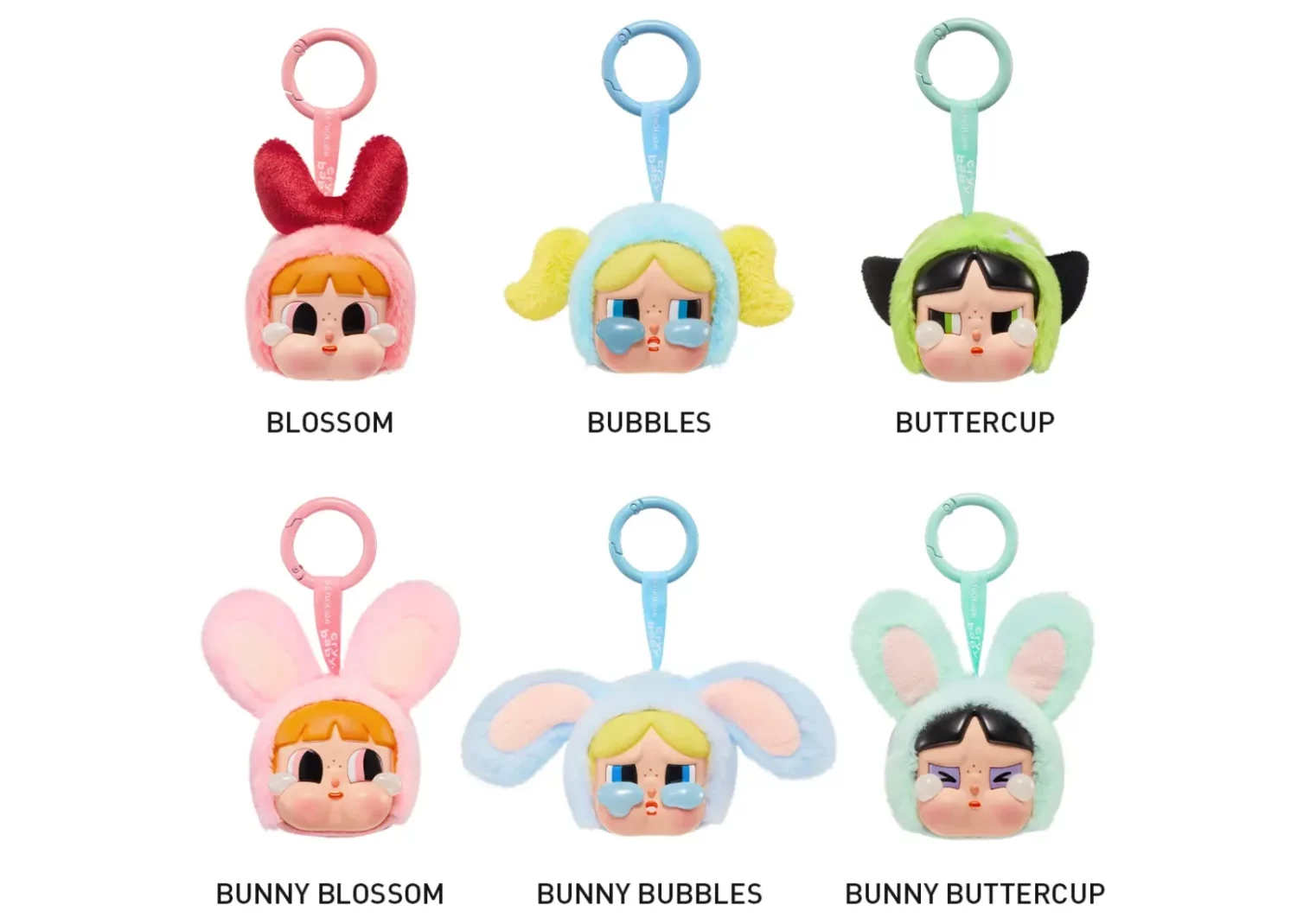 pop mart crybaby x powerpuff girls series vinyl face plush sealed case (6 blind boxes)