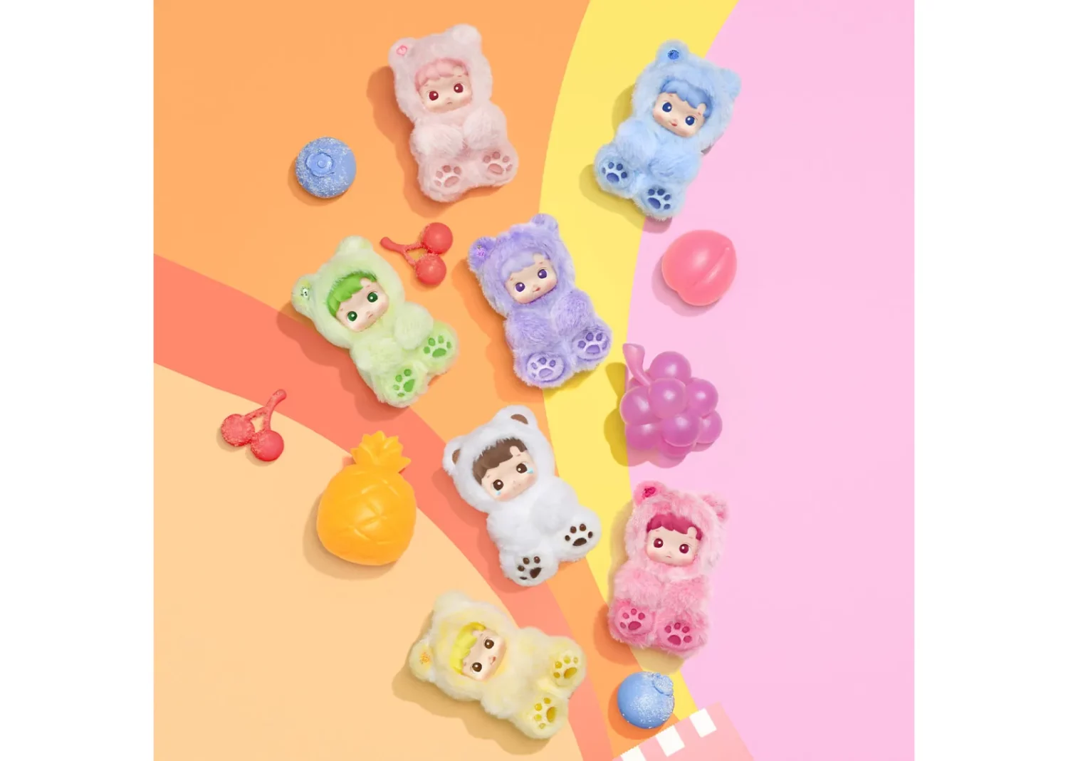 pop mart hacipupu gummy bear series vinyl plush pendant sealed case (6 blind box)