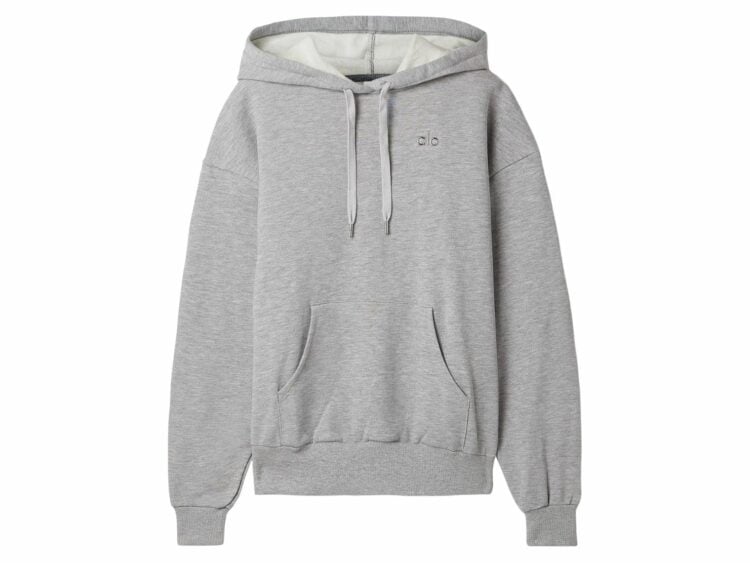 alo yoga accolade embellished hoodie gray