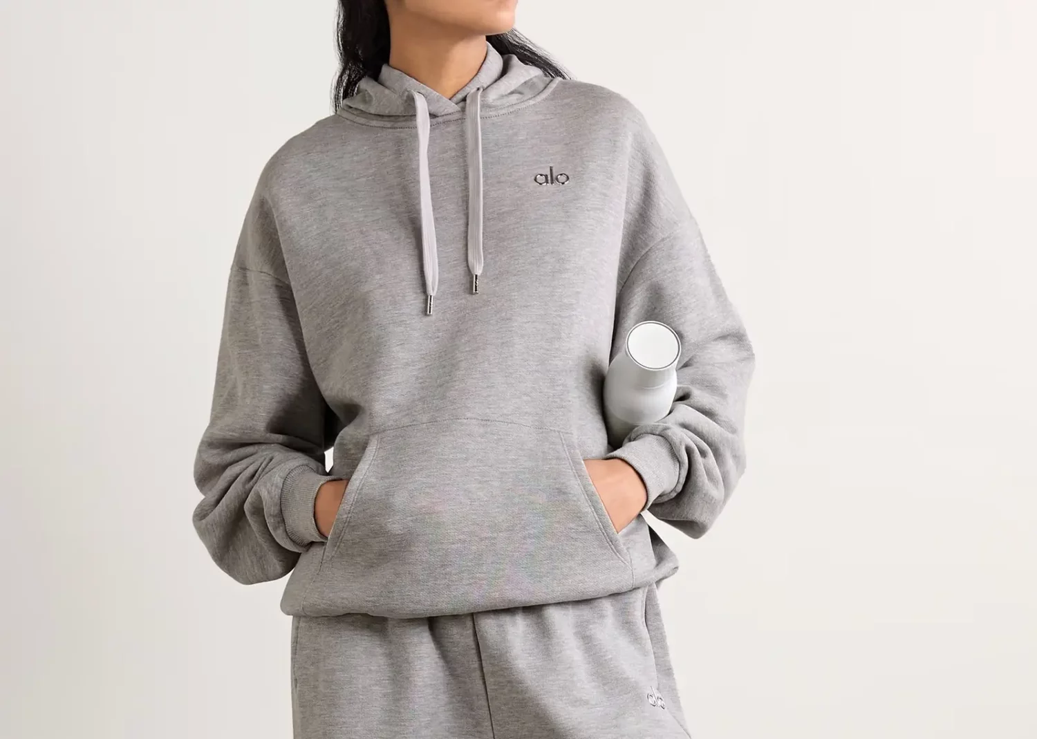 alo yoga accolade embellished hoodie gray