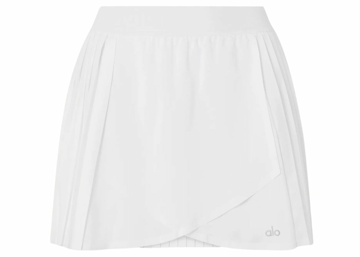 alo yoga aces wrap effect pleated tennis skirt white