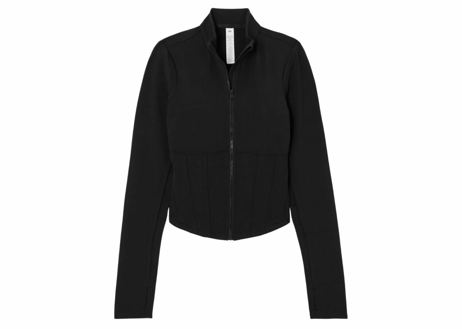 alo yoga airbrush ribbed corset jacket black