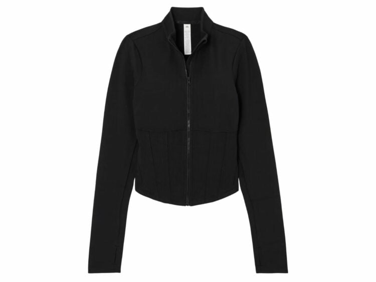 alo yoga airbrush ribbed corset jacket black