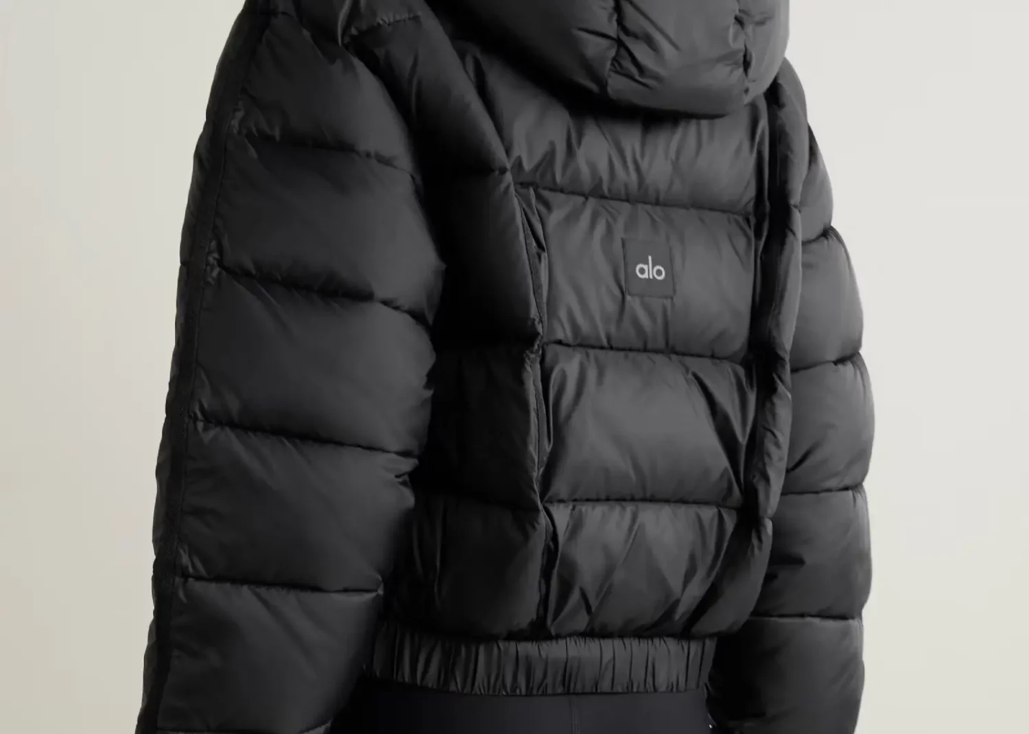 alo yoga aspen love hooded quilted padded ripstop jacket black