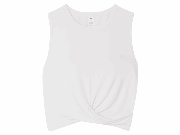alo yoga cover cropped draped jersey tank white