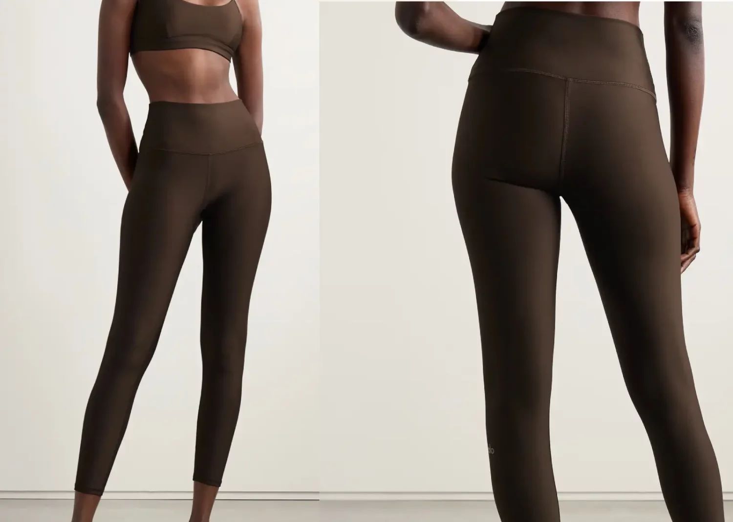 alo yoga cropped airlift leggings brown