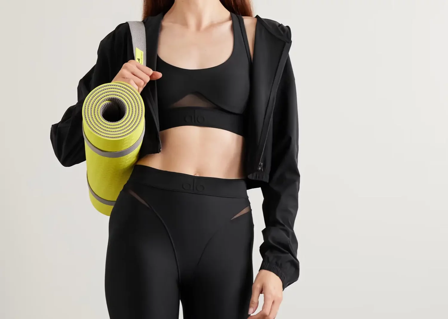 alo yoga effortless cropped stretch‑shell hoodie black