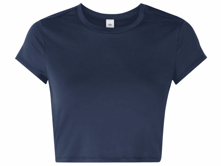 alo yoga finesse cropped alosoft jersey top navy