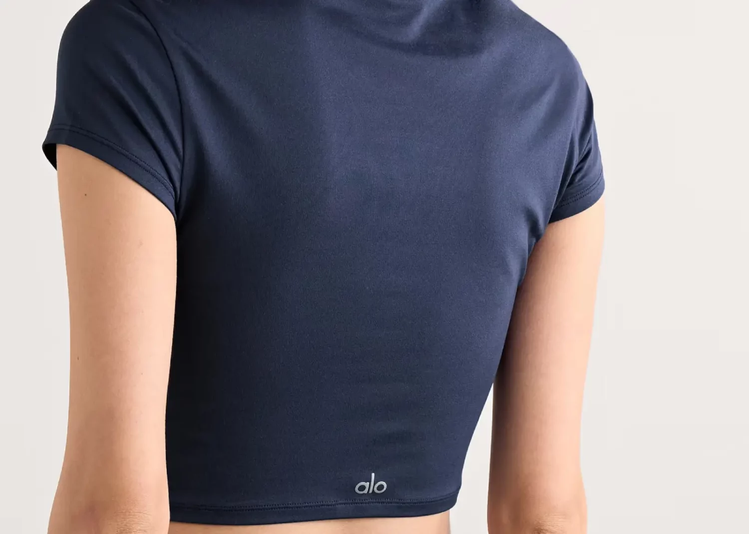 alo yoga finesse cropped alosoft jersey top navy