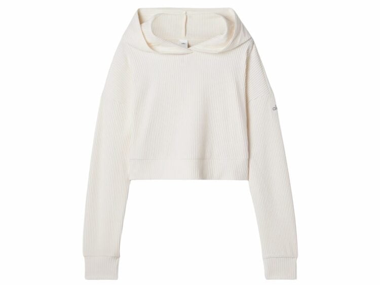 alo yoga muse cropped hoodie ivory