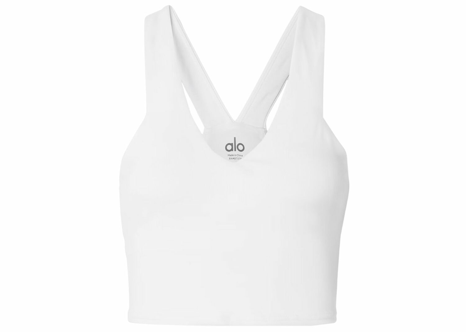 alo yoga real airbrush sports bra white