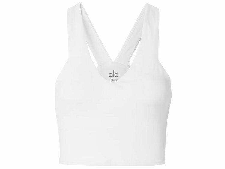 alo yoga real airbrush sports bra white