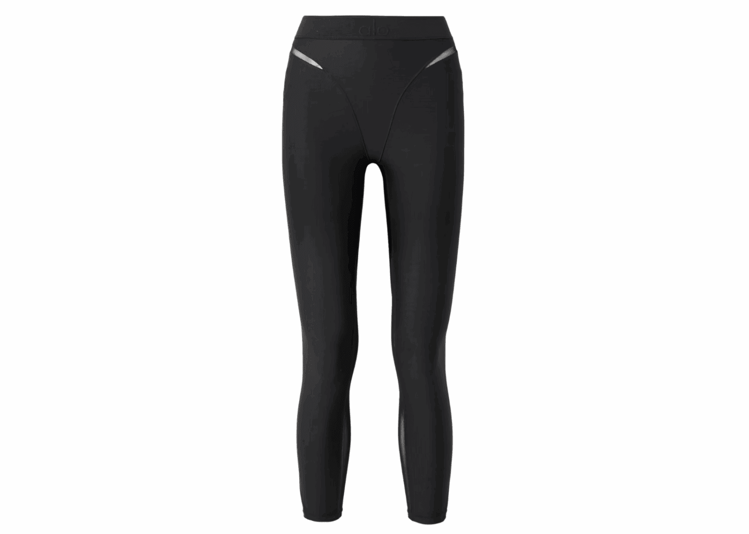 alo yoga rebel mesh‑trimmed airlift leggings black