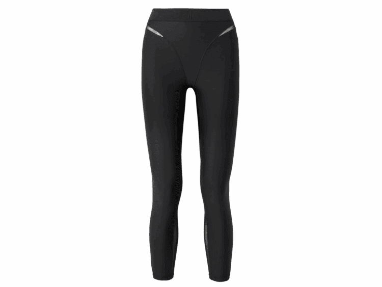 alo yoga rebel mesh‑trimmed airlift leggings black