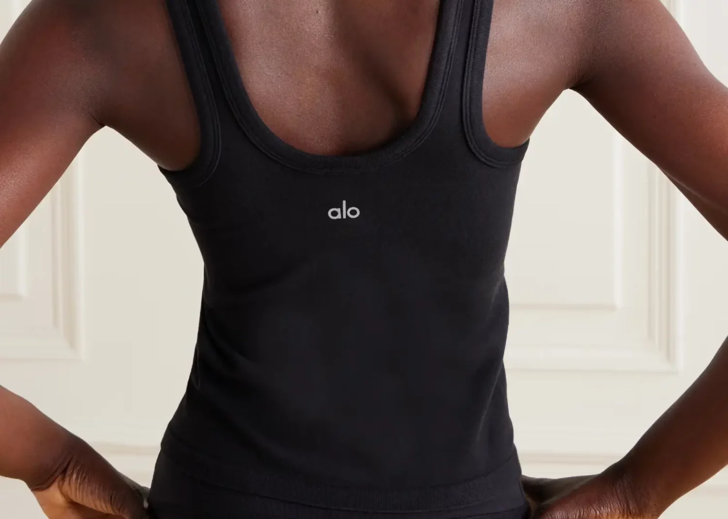 alo yoga seamless cotton blend tank top black
