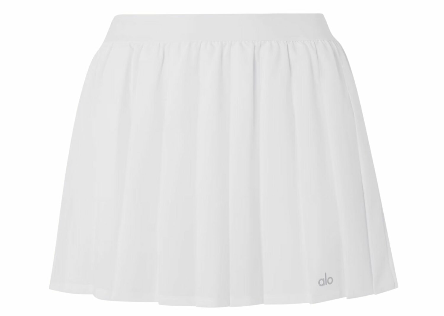 alo yoga varsity pleated tennis skirt white