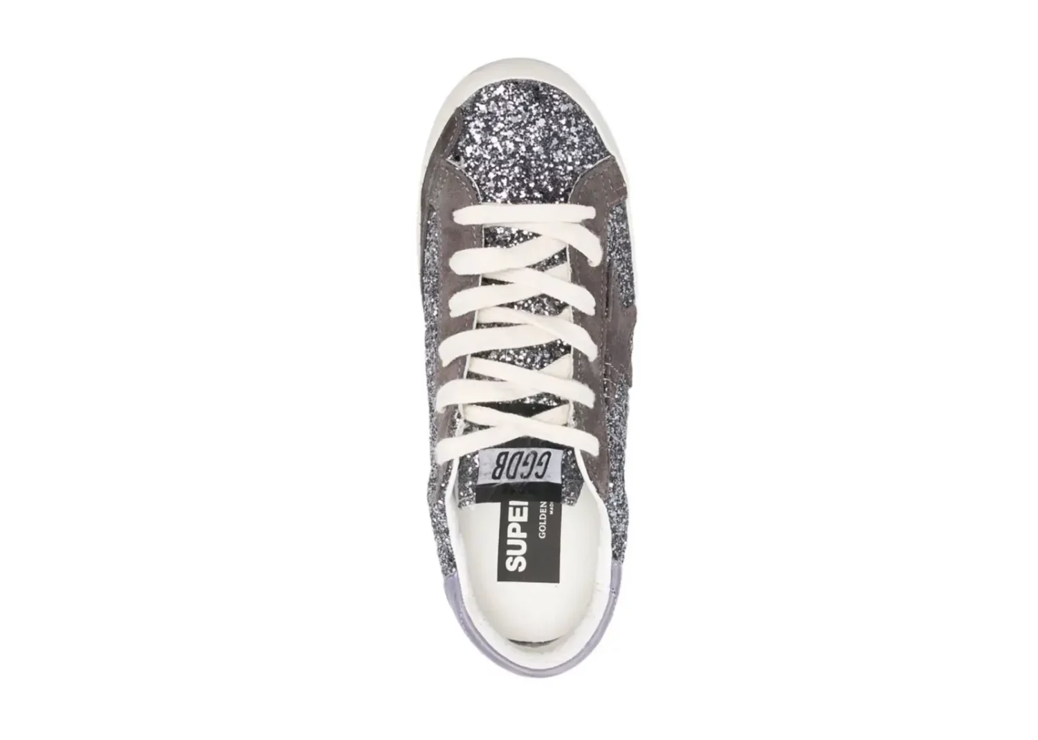 golden goose super star glitter brown star lilac heel tab