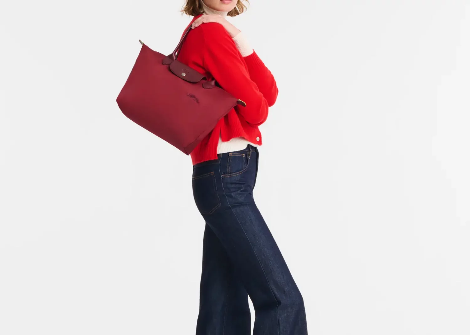 longchamp le pliage green medium tote bag pomegranate