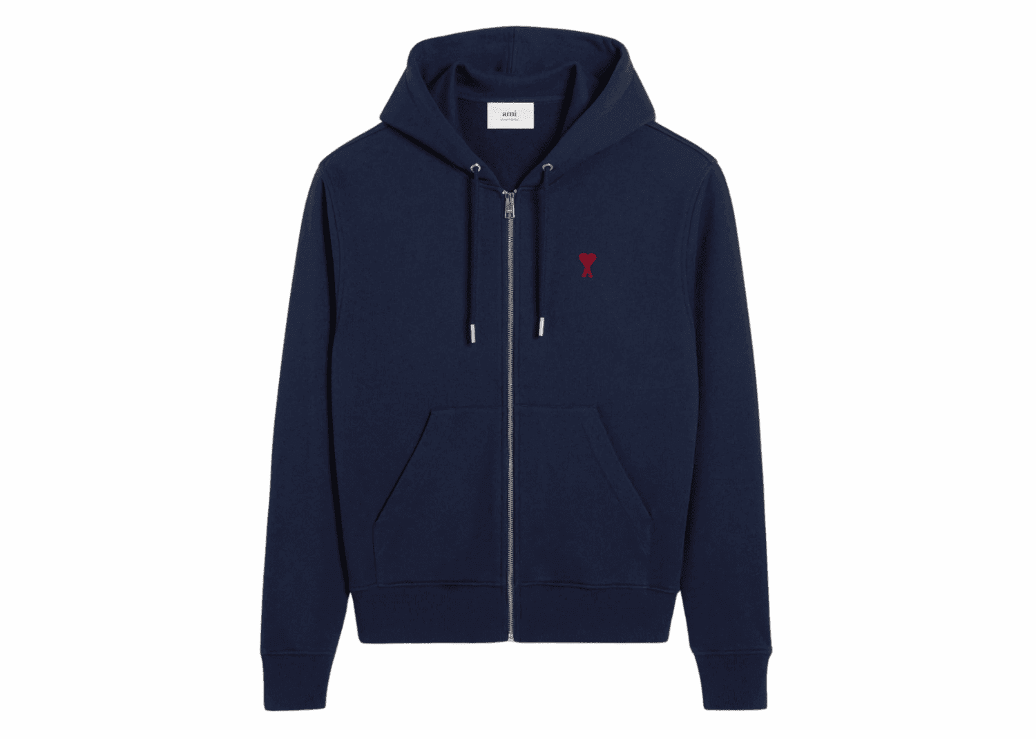 ami paris ami de coeur cotton zipped hoodie navy