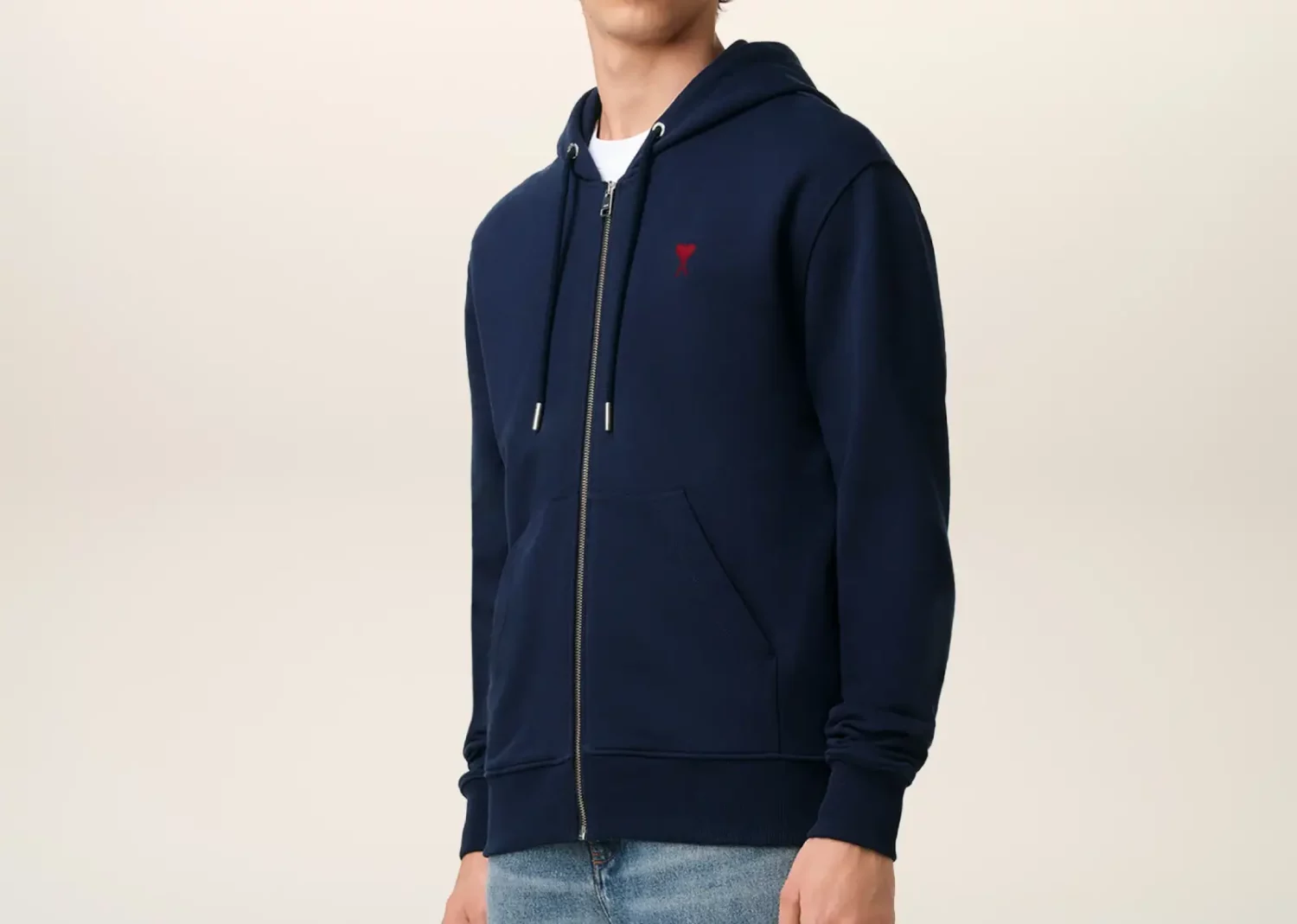 ami paris ami de coeur cotton zipped hoodie navy4