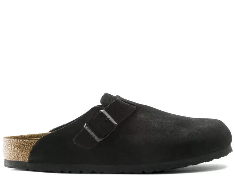 birkenstock boston soft footbed suede black
