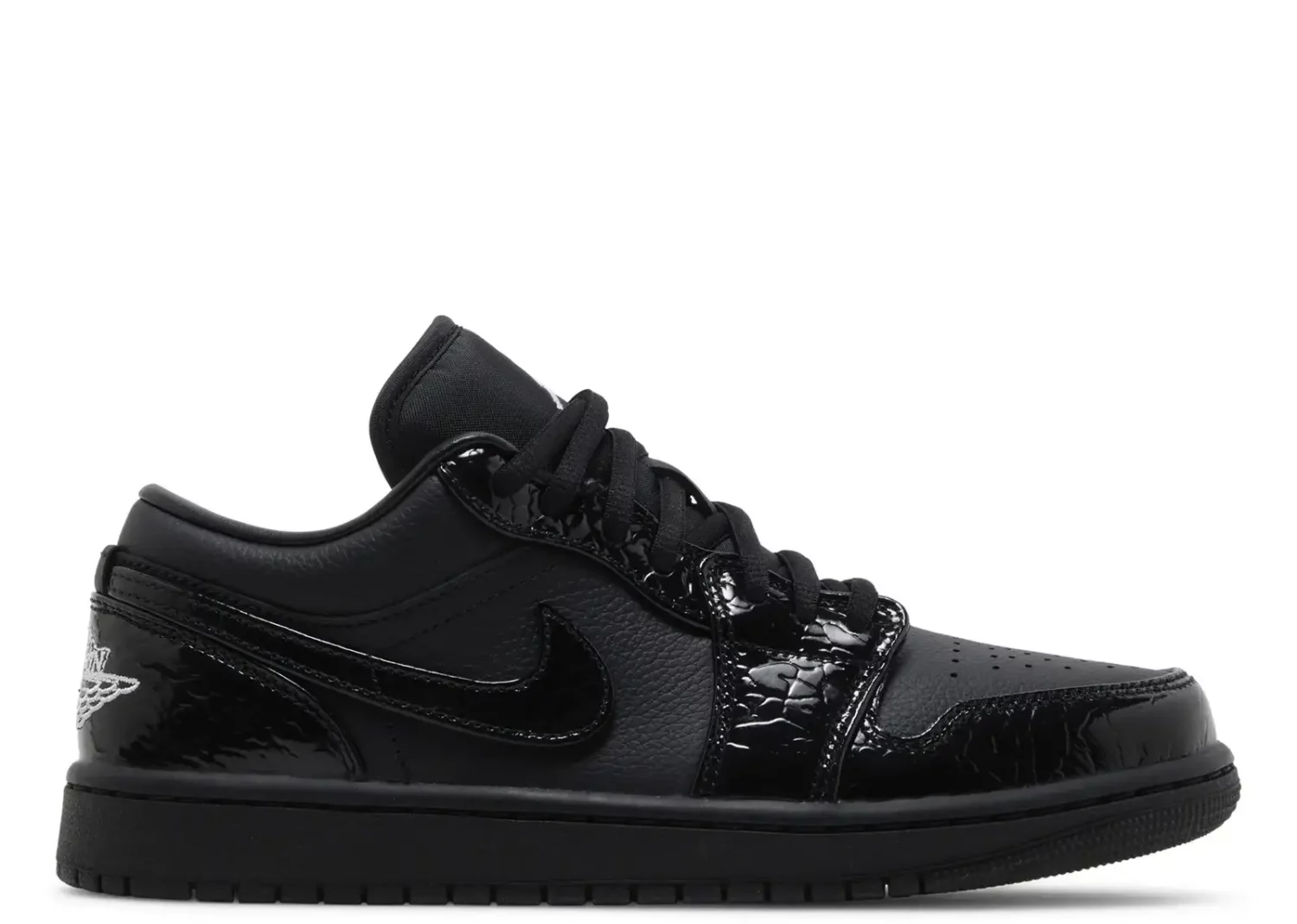 nike air jordan 1 low se patent elephant black (w)