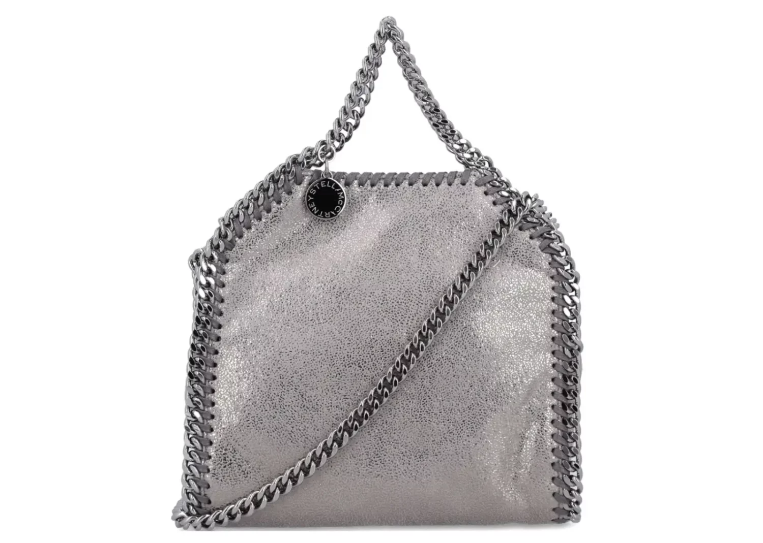 stella mccartney falabella tiny tote bag silver tone grey