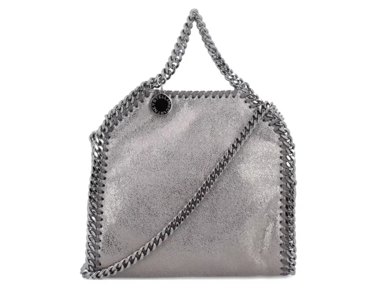 stella mccartney falabella tiny tote bag silver tone grey