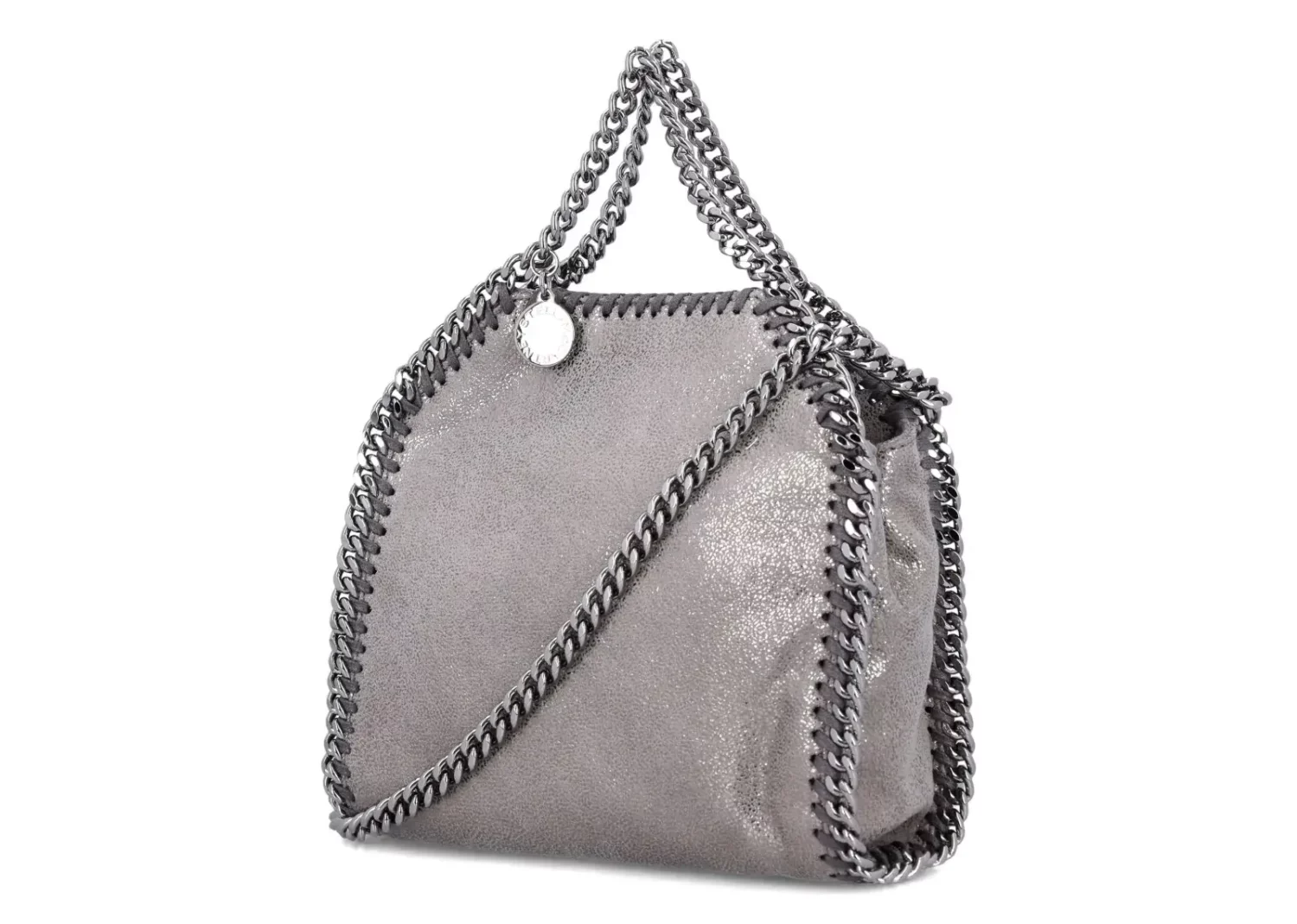 stella mccartney falabella tiny tote bag silver tone grey4