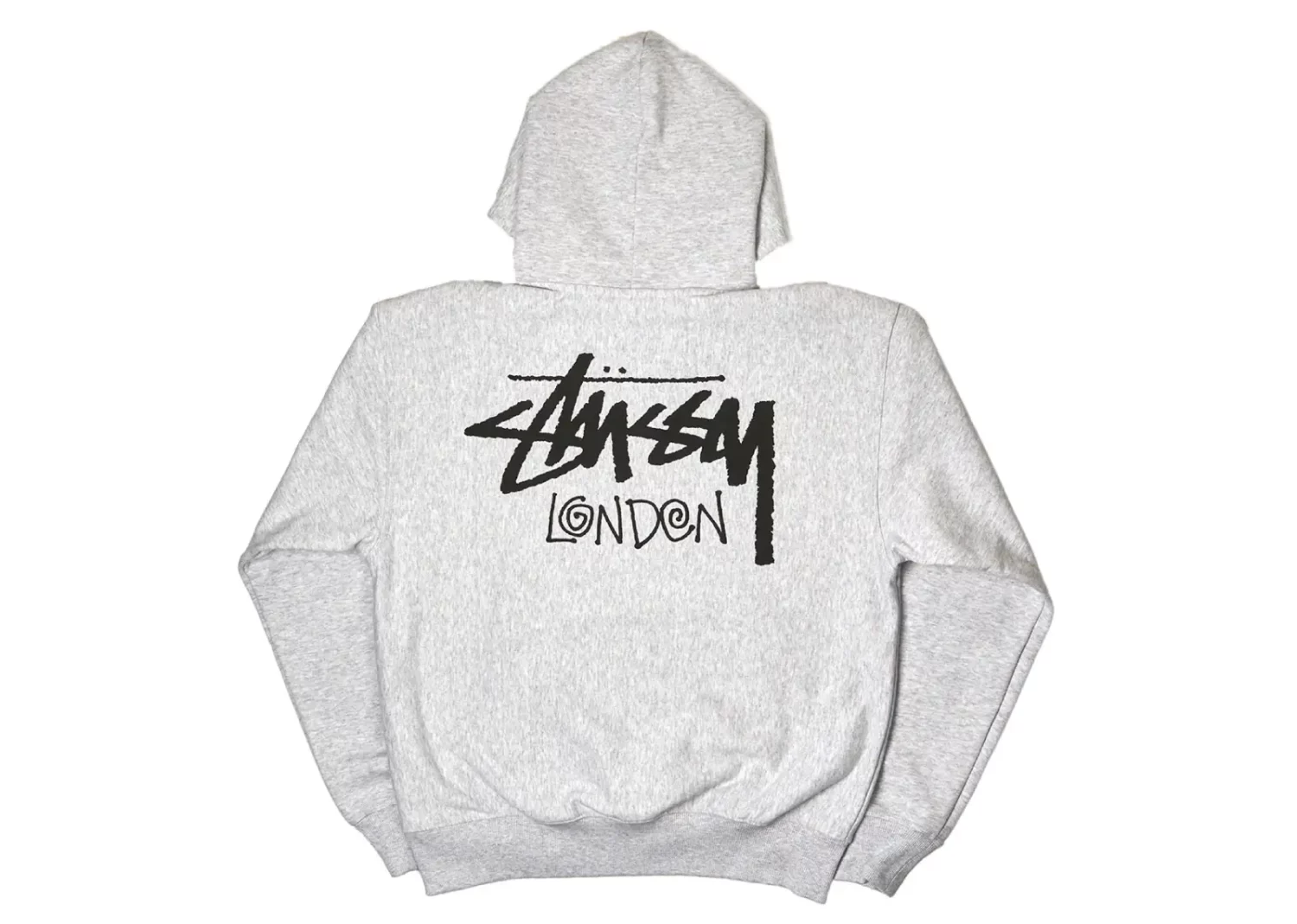stussy stock london hoodie ash heather2