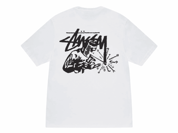 stussy welder tee white