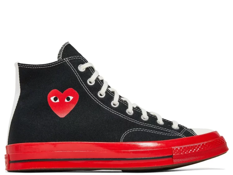 converse chuck taylor all star 70 hi comme des garcons play black red midsole