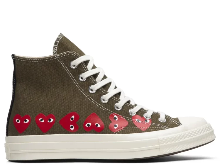 converse chuck taylor all star 70 hi comme des garcons play multi heart green