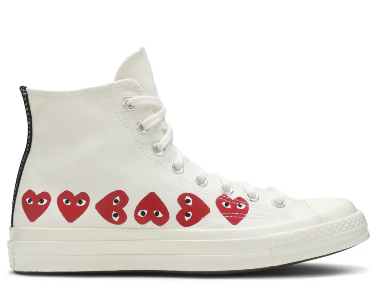 converse chuck taylor all star 70 hi comme des garcons play multi heart white