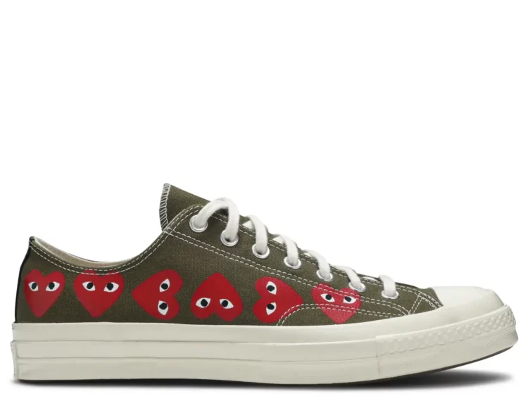 converse chuck taylor all star 70 ox comme des garcons multi heart green