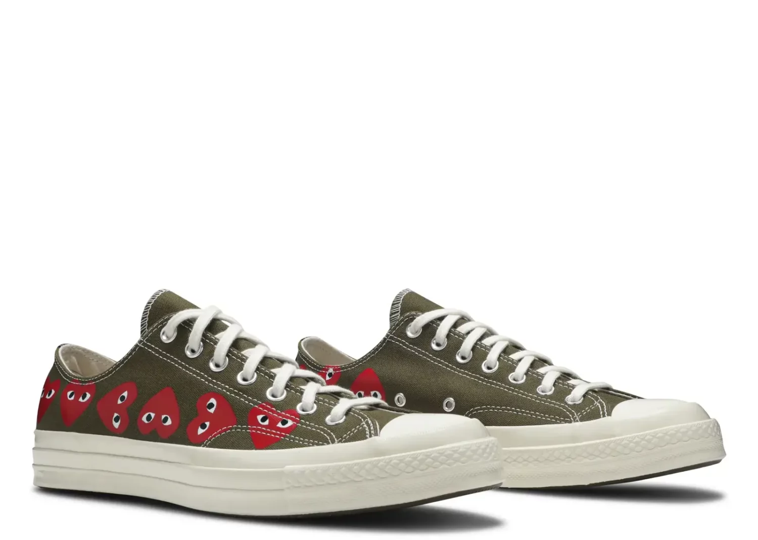 converse chuck taylor all star 70 ox comme des garcons multi heart green2