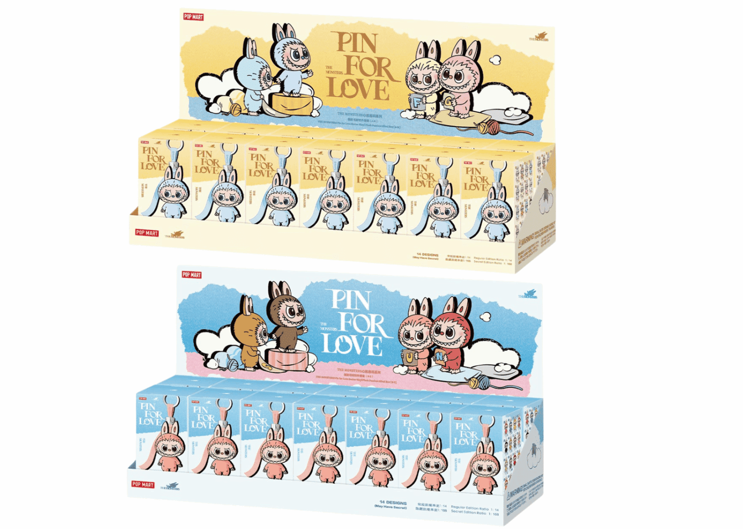 pop mart labubu the monsters pin for love series vinyl plush pendant (a m) & (n z) sealed cases set (28 blind box)